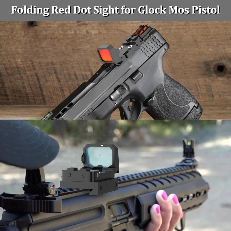 JORMIX Flip Up Red Dot Reflex Sight Mini Folding 3 MOA Red Dot Flip Gun Sight Scope for RMR Picatinny Rail Glock MOS Pistol Handgun Rifle with Heightened Base - Image 5